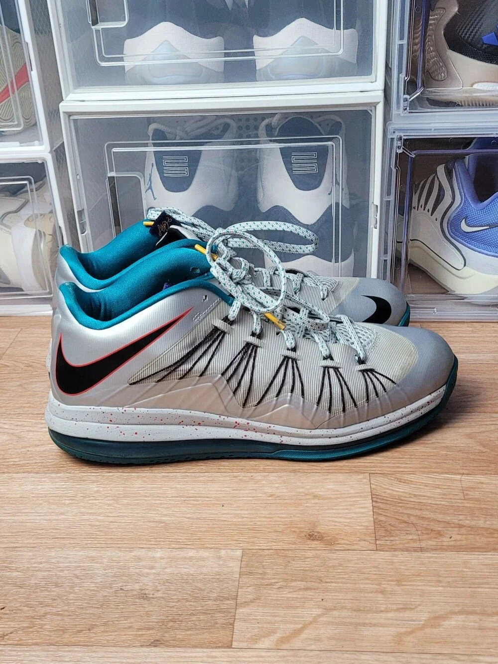 Size 12 - Nike Air Max LeBron 10 Low Tropical Teal Platinum 2013